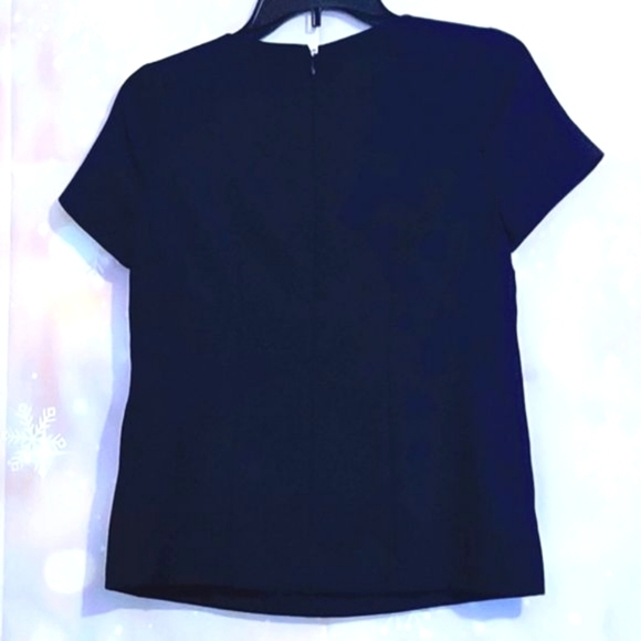 J. CREW VINTAGE BEJEWELED NECKLINE NAVY BLUE BLOUSE WOMEN'S SIZE 00 - Picture 2 of 6